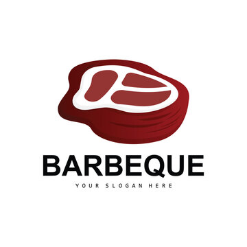 Meat Logo, Smoked Beef Vector, BBQ Grill Baberque Logo Design And Butcher Cut, Illustration Template Icon