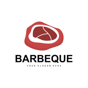Meat Logo, Smoked Beef Vector, BBQ Grill Baberque Logo Design And Butcher Cut, Illustration Template Icon