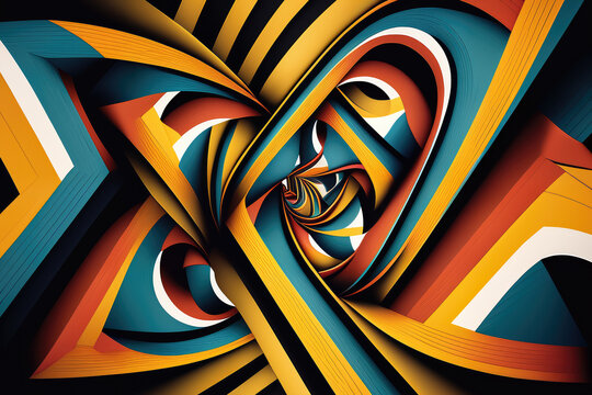 Fototapeta Mind-bending optical illusion with intersecting lines and striking color contrast, generative ai