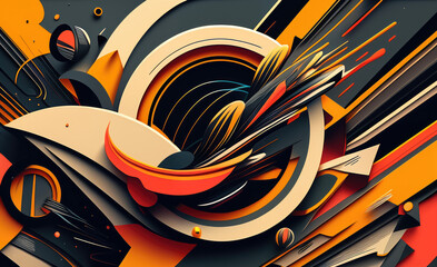 Retro-inspired abstract shapes with bold colors and futuristic vibe, generative ai