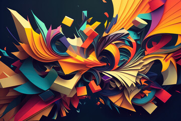 Colorful Chaos of Overlapping and Interlocking Shapes, generative ai