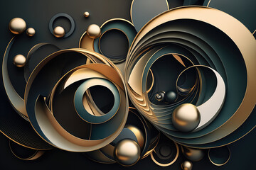 mesmerizing display of overlapping circles in metallic hues, creating a futuristic and sophisticated look, generative ai