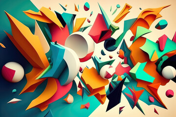 riot of playful shapes in bright and cheerful colors bounce around a canvas, exuding a sense of pure joy and energy, generative ai