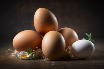 Chicken eggs background, Created Generative Ai