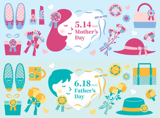 【2023年】母の日・父の日　バナー　横長　英語