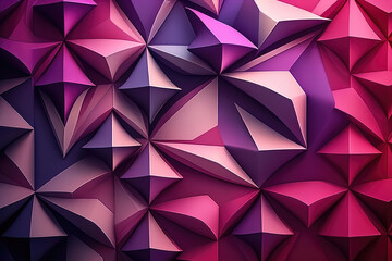 mesmerizing image of geometric shapes in different shades of purple and pink, arranged in a seamless pattern that creates a sense of movement and depth, generative ai