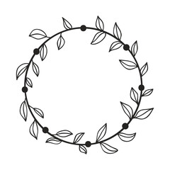 Hand drawn floral wreath. Botanical frames of wild flowers, herbs, branches for wedding decoration, design projects. Vector illustration.