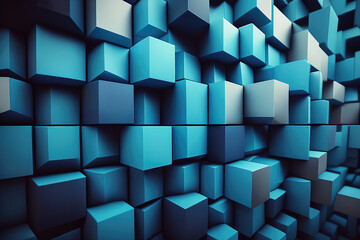 abstract wallpaper with repeated squares in cool blue tones, creating a calming and peaceful atmosphere, generative ai