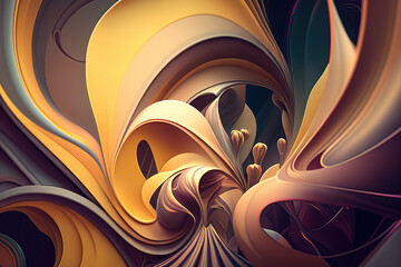 Sublime Symphony Fluid, Abstract Design with Muted Tones and Harmonious Shapes, generative ai