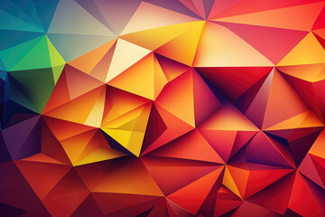 Triangular Geometric Background with Vibrant Overlapping Shapes, generative ai