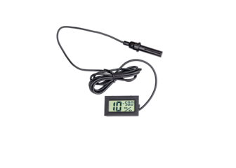 Digital thermometer with external sensor isolated on white background