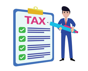 filling tax form. businessman filling tax form 