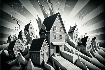 Obraz premium The Housing Downturn - Market Instability Series