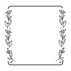 Obraz premium Hand drawn floral wreath. Botanical frames of wild flowers, herbs, branches for wedding decoration, design projects. Vector illustration.