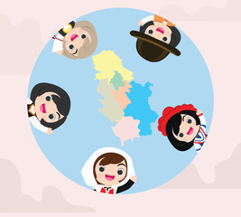 national Children illustration,Character in earth