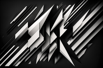 Minimalistic black and white linear design with overlapping lines and negative space, generative ai