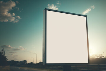 blank billboard on the road made with generative ai