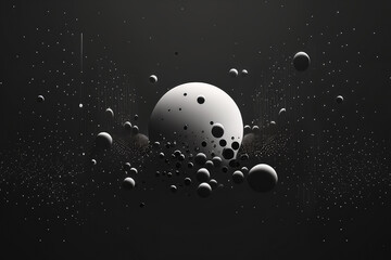Minimalistic wallpaper with monochromatic circles and dots, inspired by the cosmos, generative ai