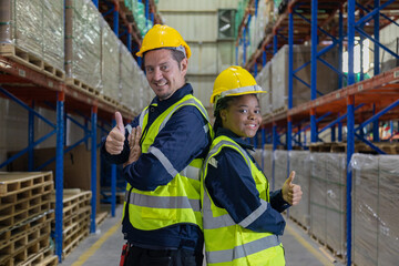 Store clerks inspect products, warehouses, industrial and logistics supply chains.
