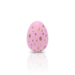 Happy Easter. Beautiful pink egg with different pattern isolated on a white background.