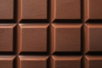 Delicious milk chocolate bar as background, top view