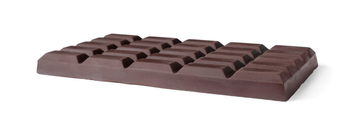 Delicious dark chocolate bar isolated on white
