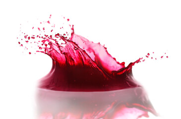 Splashing tasty fresh juice on white background
