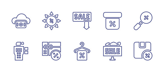 Sales line icon set. Editable stroke. Vector illustration. Containing cloud, summer sale, sales, discount, pos, sale.