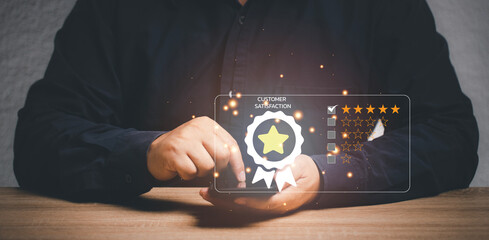 Users rate service experience on online applications. Customer Satisfaction Survey Concept Through...