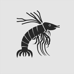 Fototapeta premium Shrimp silhouette. Logos. shrimp isolated on gray background. shrimp icon illustration