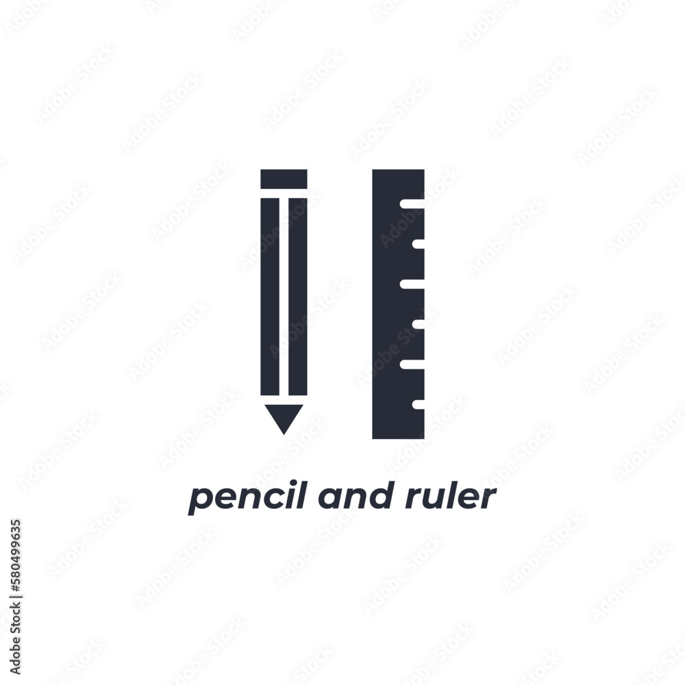 Poster vector sign pencil and ruler symbol is isolated on a white background. icon color editable.