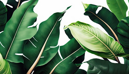 green banana leaf background, vector illustration