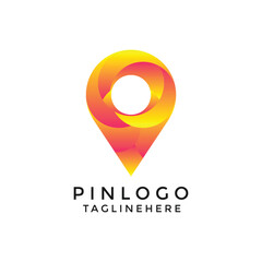 Abstract pin colorful logo vector concept. location shape modern gradients