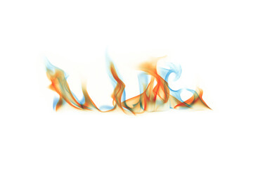 Blue fire isolated on white background.