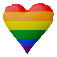 3D render, Pride LGBT on heart icon isolated on transparent background.