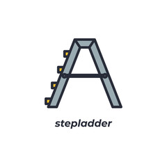Vector sign stepladder symbol is isolated on a white background. icon color editable.