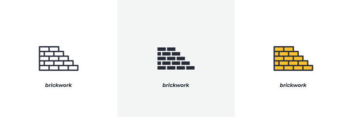 brickwork icon. Line, solid and filled outline colorful version, outline and filled vector sign. Idea Symbol, logo illustration. Vector graphics