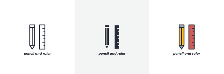 pencil and ruler icon. Line, solid and filled outline colorful version, outline and filled vector sign. Idea Symbol, logo illustration. Vector graphics