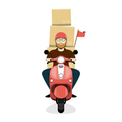 Cartoon delivery man service on isolated background, Digital marketing illustration.