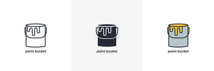 paint bucket icon. Line, solid and filled outline colorful version, outline and filled vector sign. Idea Symbol, logo illustration. Vector graphics