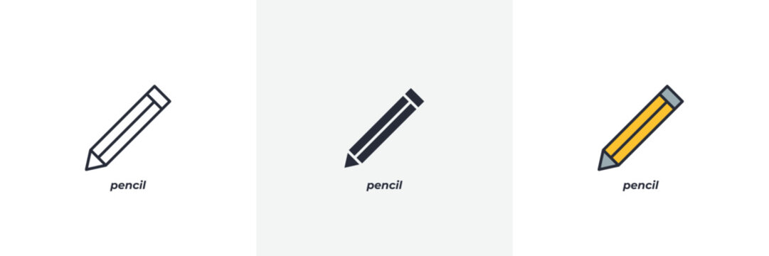 pencil icon. Line, solid and filled outline colorful version, outline and filled vector sign. Idea Symbol, logo illustration. Vector graphics