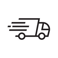 Shipping fast delivery truck icon symbol, Pictogram flat outline design for apps and websites, Isolated on white background, Vector illustration