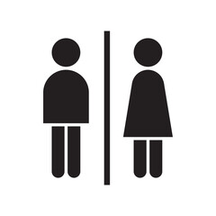 Man and woman icon, Toilet and bathroom sign, Simple silhouette design, Vector illustration	