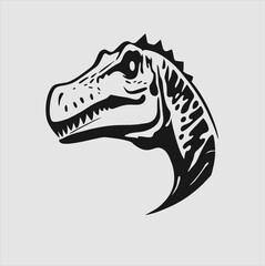 Dinosaur and Jurassic dino icon. Triceratops or T-rex vector silhouette, dinoasurus logo illustration.