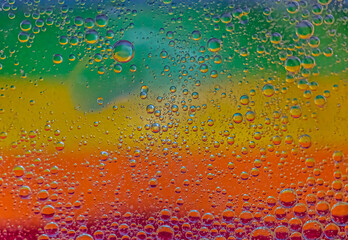 Closeup of water drops on glass