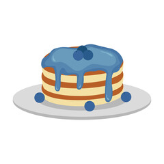 Breakfast pancake illustration with blueberry syrup and berry