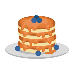 Breakfast pancake illustration with maple syrup and berry