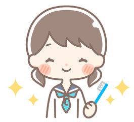 歯ブラシを持つ学生