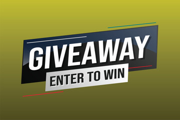 giveaway enter and win word vector illustration blue 3d style for social media landing page, template, ui, web, mobile app, poster, banner, flyer, background, gift card, coupon, label, wallpaper	
