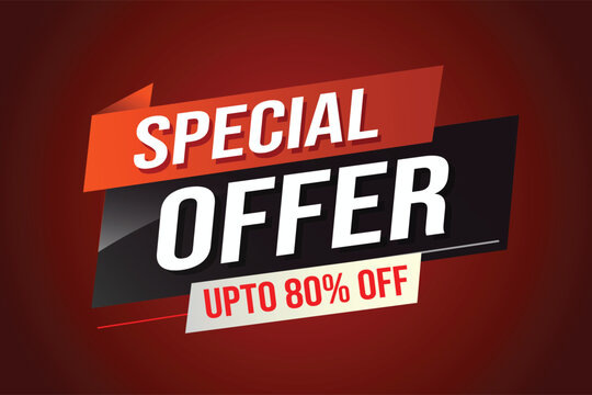 Special offer word concept vector illustration red modern futuristic 3d style for landing page template ui web mobile app poster banner flyer background gift card coupon label wallpaper	